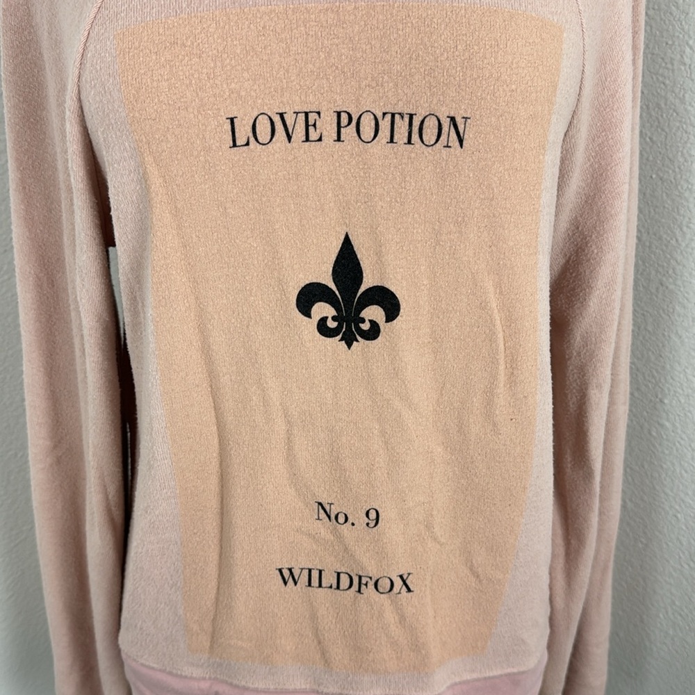 Wildfox Love Potion No 9 Blush Pink Bell Sleeve Sweatshirt Jumper, S - Picture 3 of 12